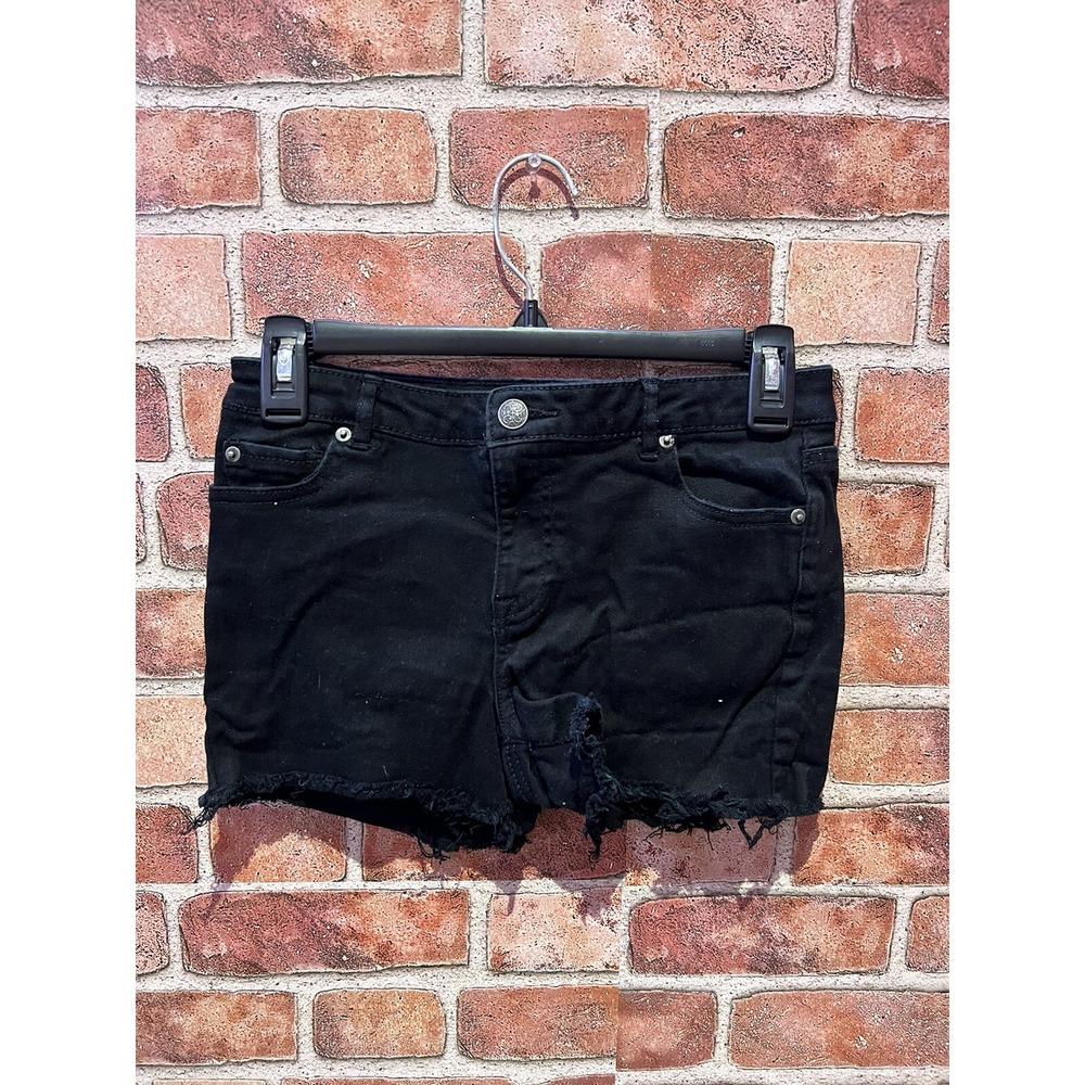 Copper Key Size 16 Solid‎ Black Denim Cut Off Belted Jean Shorts W/Pockets